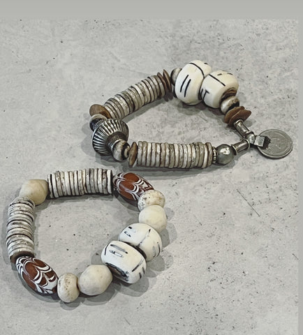 Mali beaded bracelet duo.