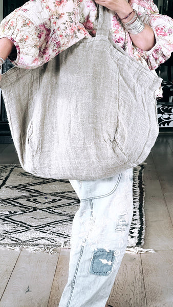 Oversized Handloomed Linen Bag.