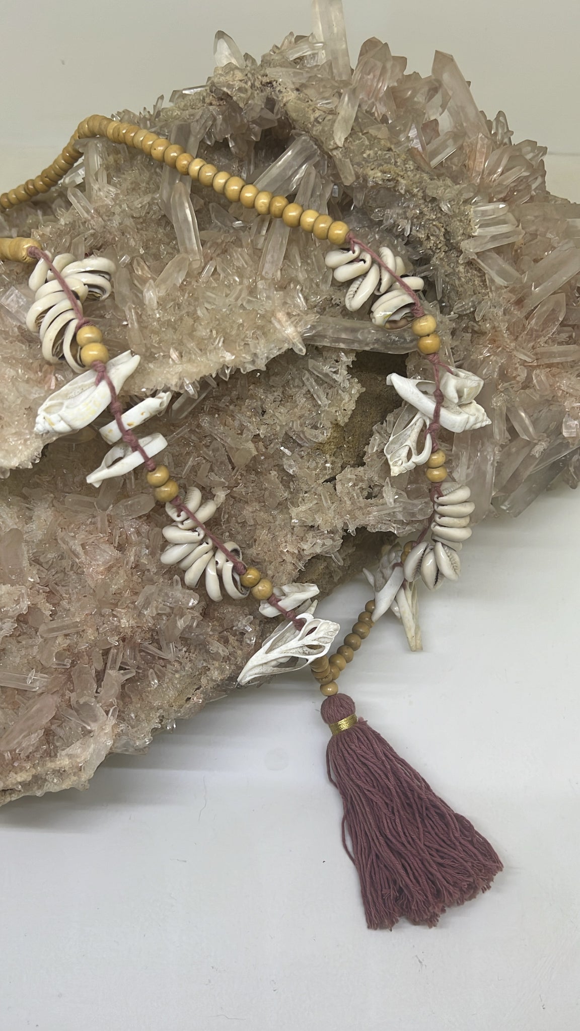 Beaded Shell Tassel Necklace