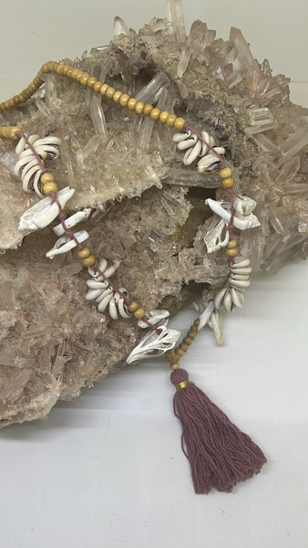Beaded Shell Tassel Necklace