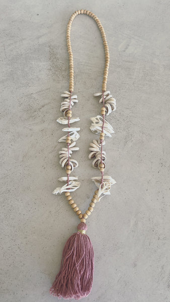 Beaded Shell Tassel Necklace