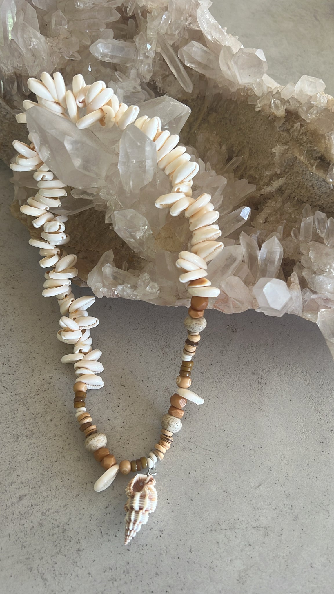 Cowrie Mixed Bead Necklace