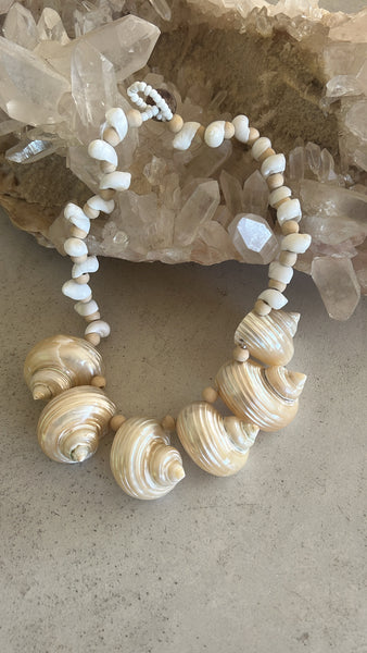 Mother of Pearl 6 shell pendant necklace
