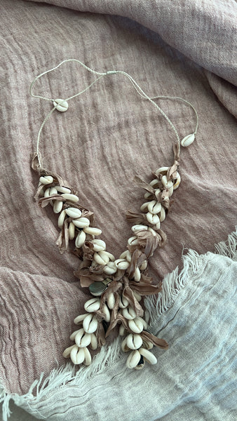 Cowrie silk tassel necklace