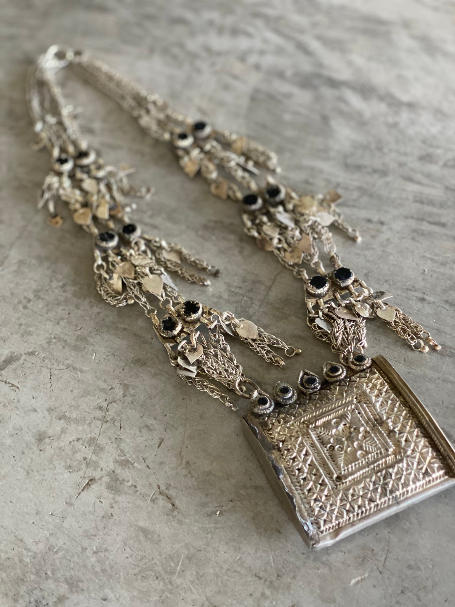 Black stone amulet necklace